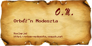 Orbán Modeszta névjegykártya